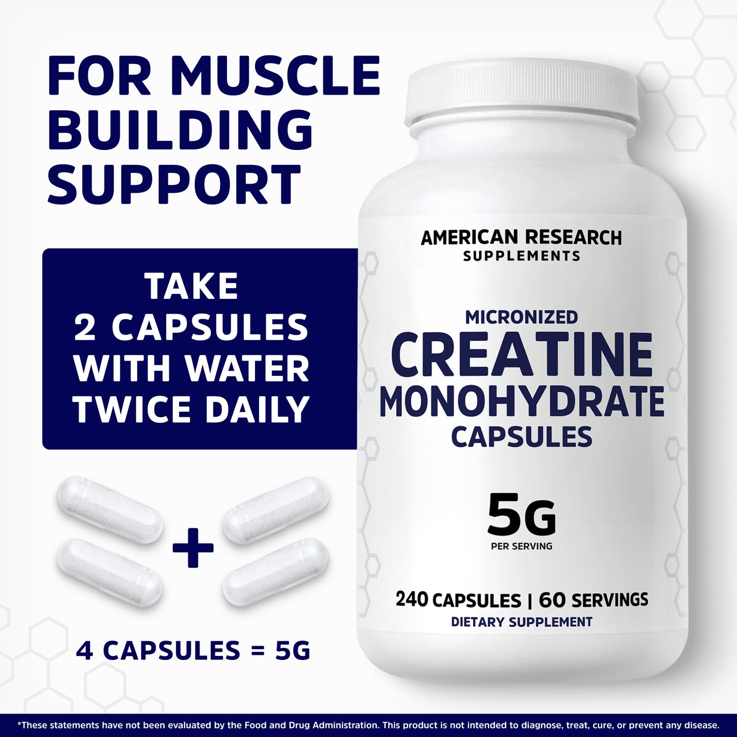 Creatine Monohydrate Capsules | Micronized for Higher Absorption | Vegan Capsules