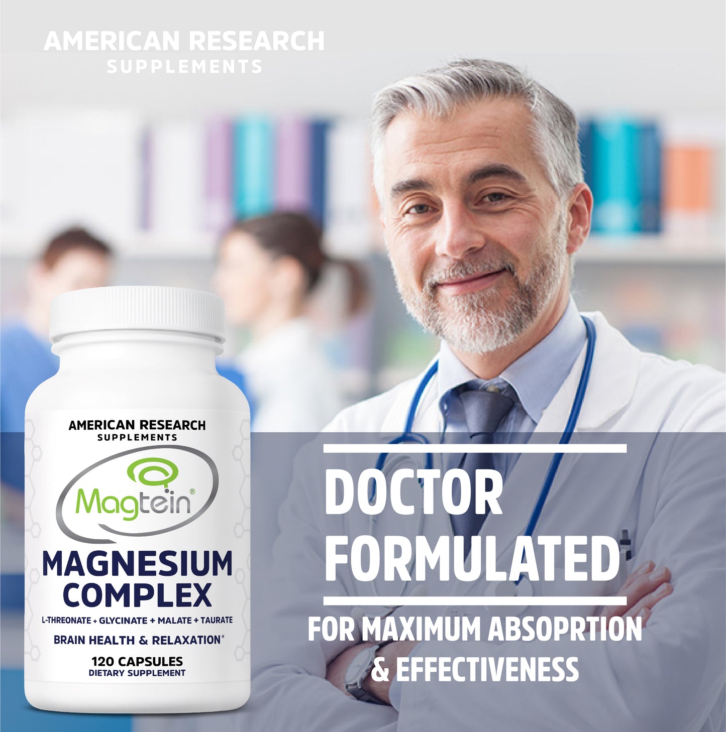 Magnesium Complex with Patented Magtein® – 4 Bioavailable Forms Including L-Threonate, Glycinate, Taurate & Malate